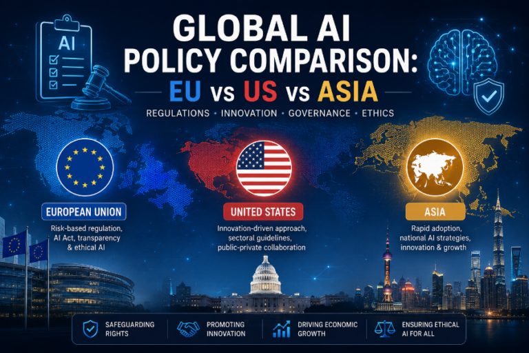 Инфографика: сравнение подходов к регулированию AI в ЕС, США и Азии