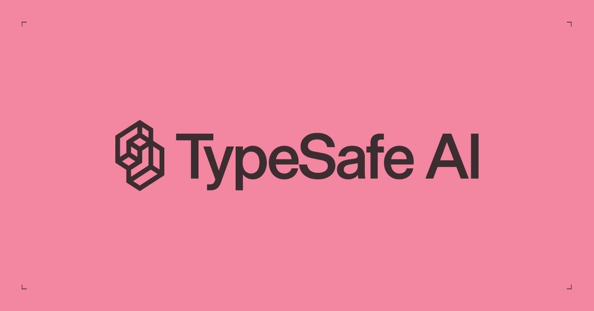 Логотип компании TypeSafe AI на розовом фоне